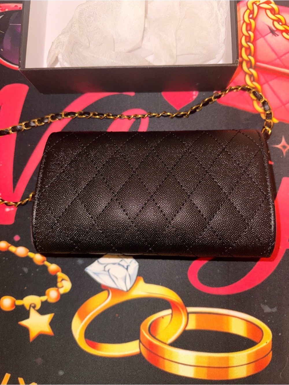 Quilted Mini Shoulder Bag in Black with Gold Hardware - Picture 8 of 8